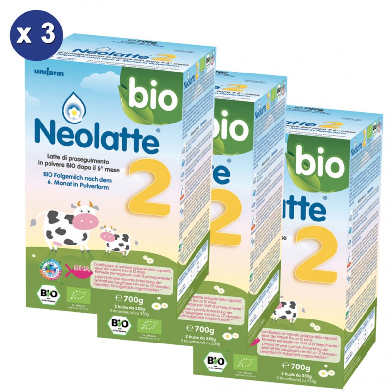 Neolatte 2 Bio 3 x 700g - Latte in polvere biologico per lattanti da 6 a 12 mesi
